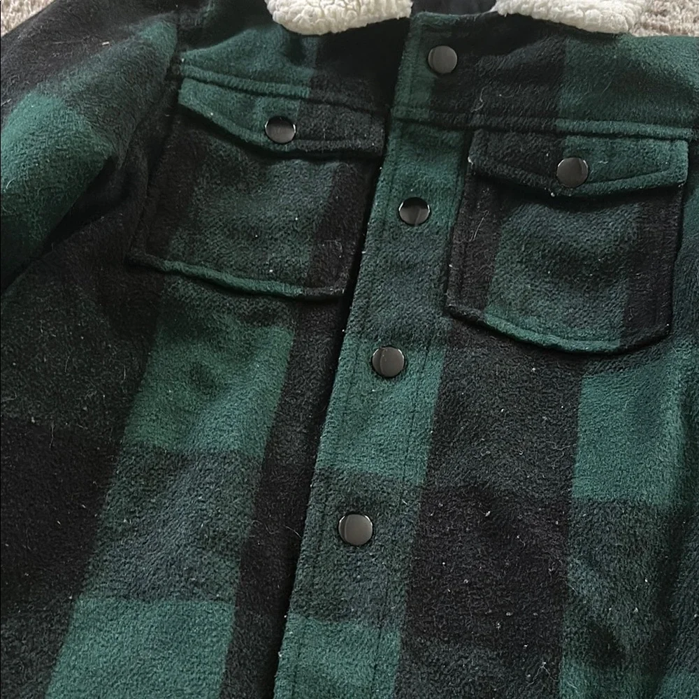 Kids Green and Black Plaid Jacket